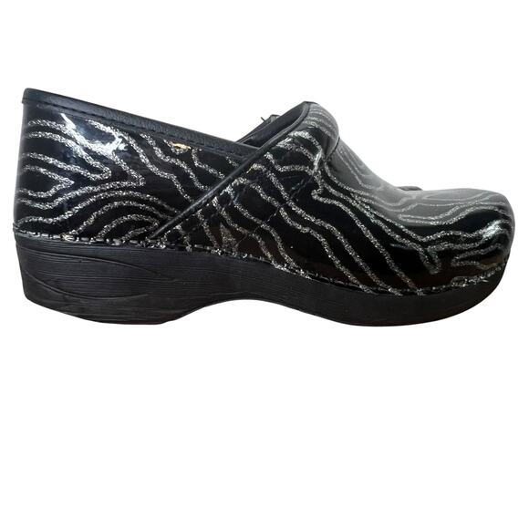 Dansko XP 2.0 Glitter Waves Black Clogs Metallic Print Slip On Nurse Shoes 7.5 - Picture 5 of 14